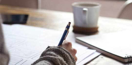 Person holds a pen